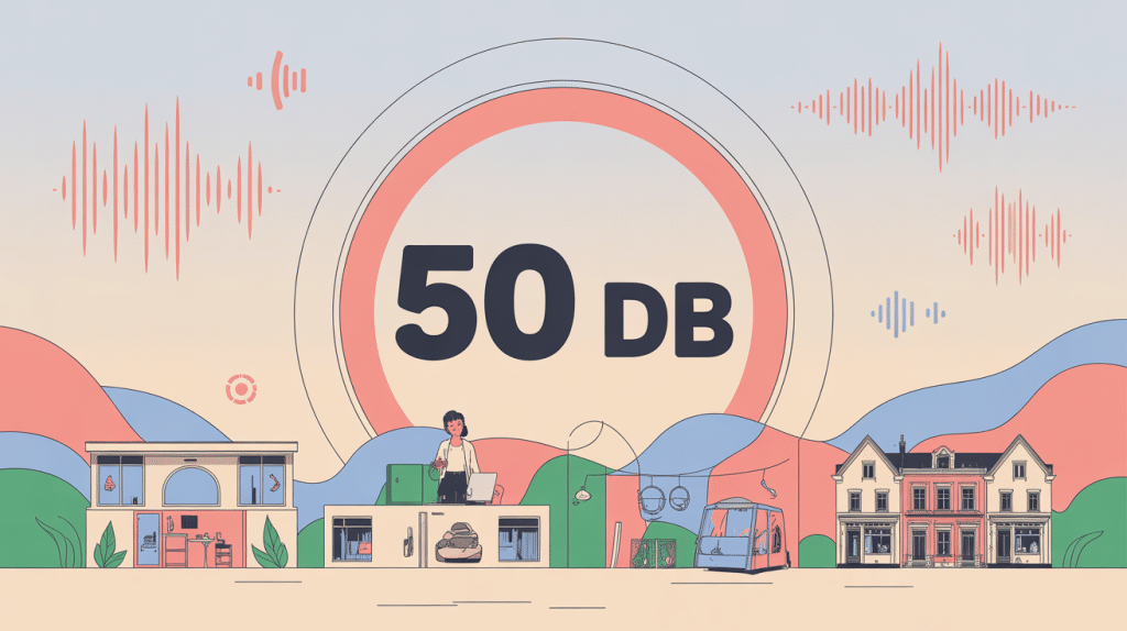 Illustration calme du seuil 50db dans différents lieux