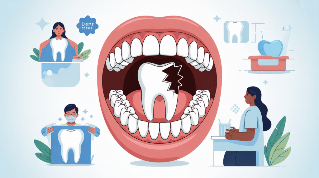 Dent cassée : que faire en attendant le dentiste, illustration bouche et soins