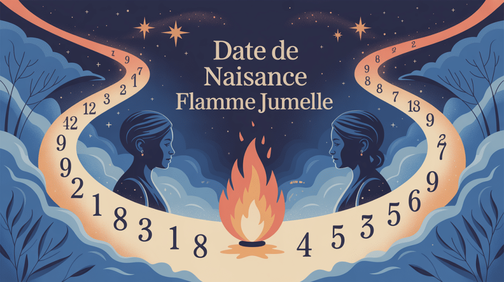 illustration flamme jumelle date de naissance chiffres et connexion