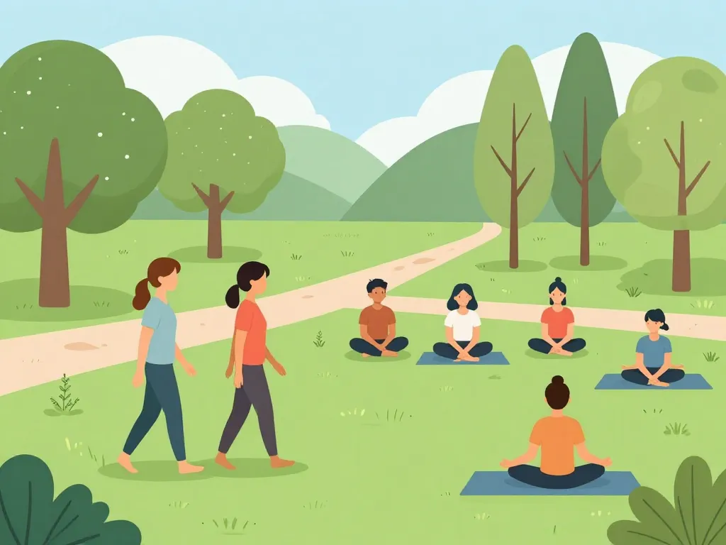 grounding bienfaits activités parc marche yoga