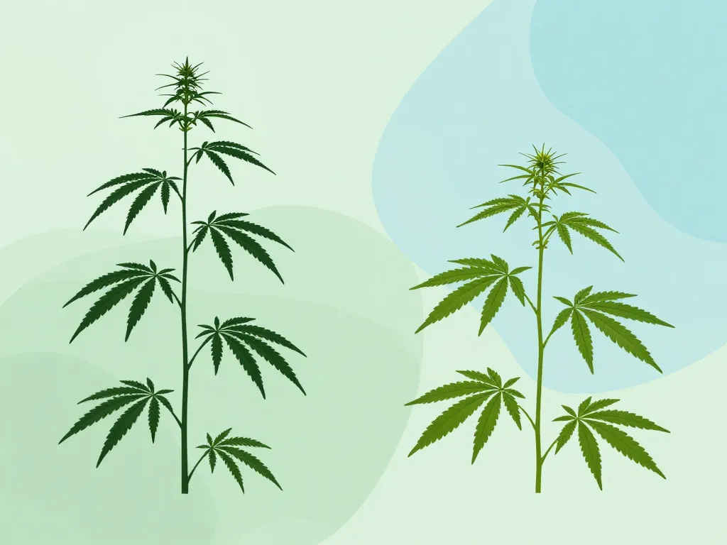 Diagramme concept sativa and indica feuilles et morphologies