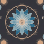 tatouage fleur de vie motif géométrique bleu or ambiance spirituelle