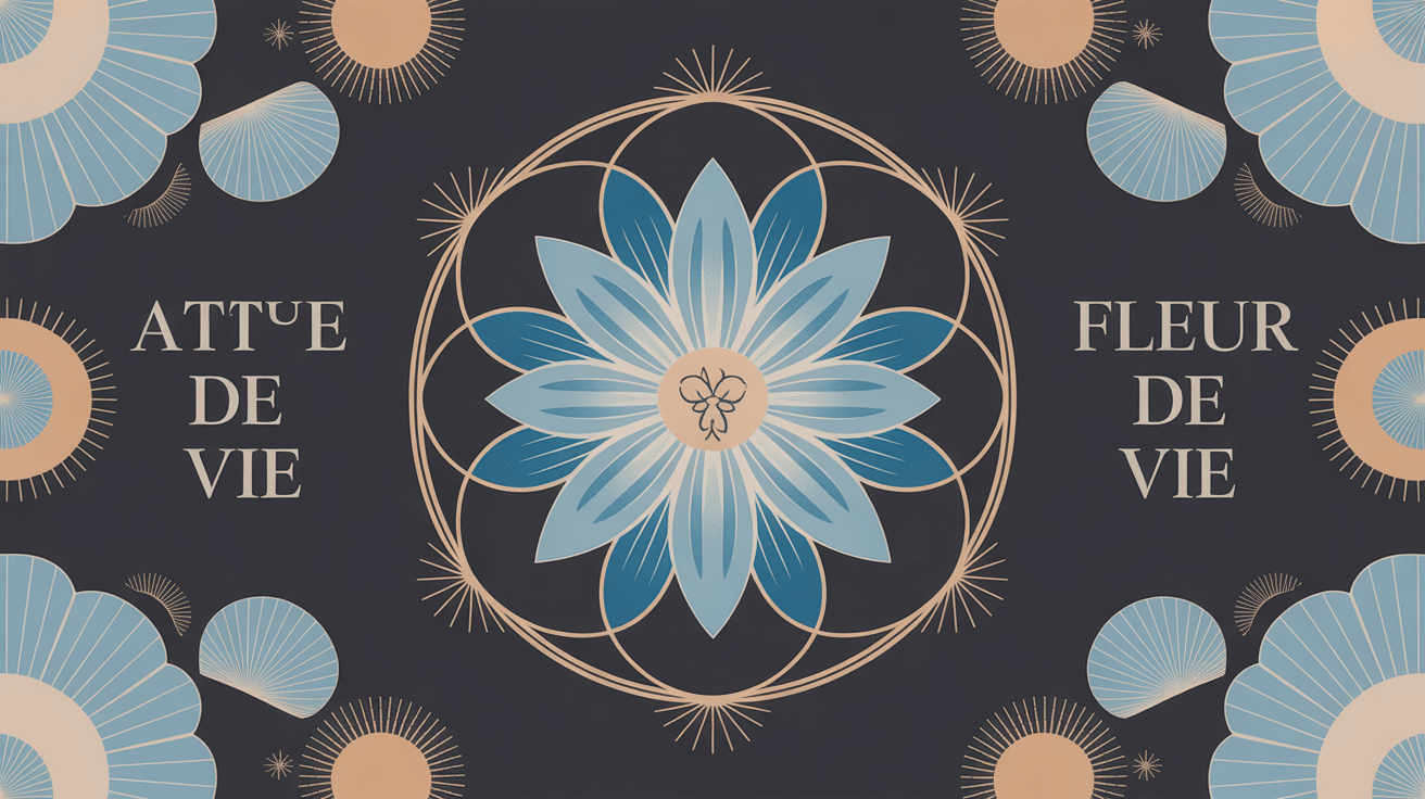 tatouage fleur de vie motif géométrique bleu or ambiance spirituelle