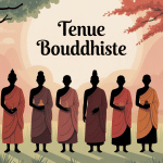 Illustration tenue bouddhiste silhouettes robes monastiques