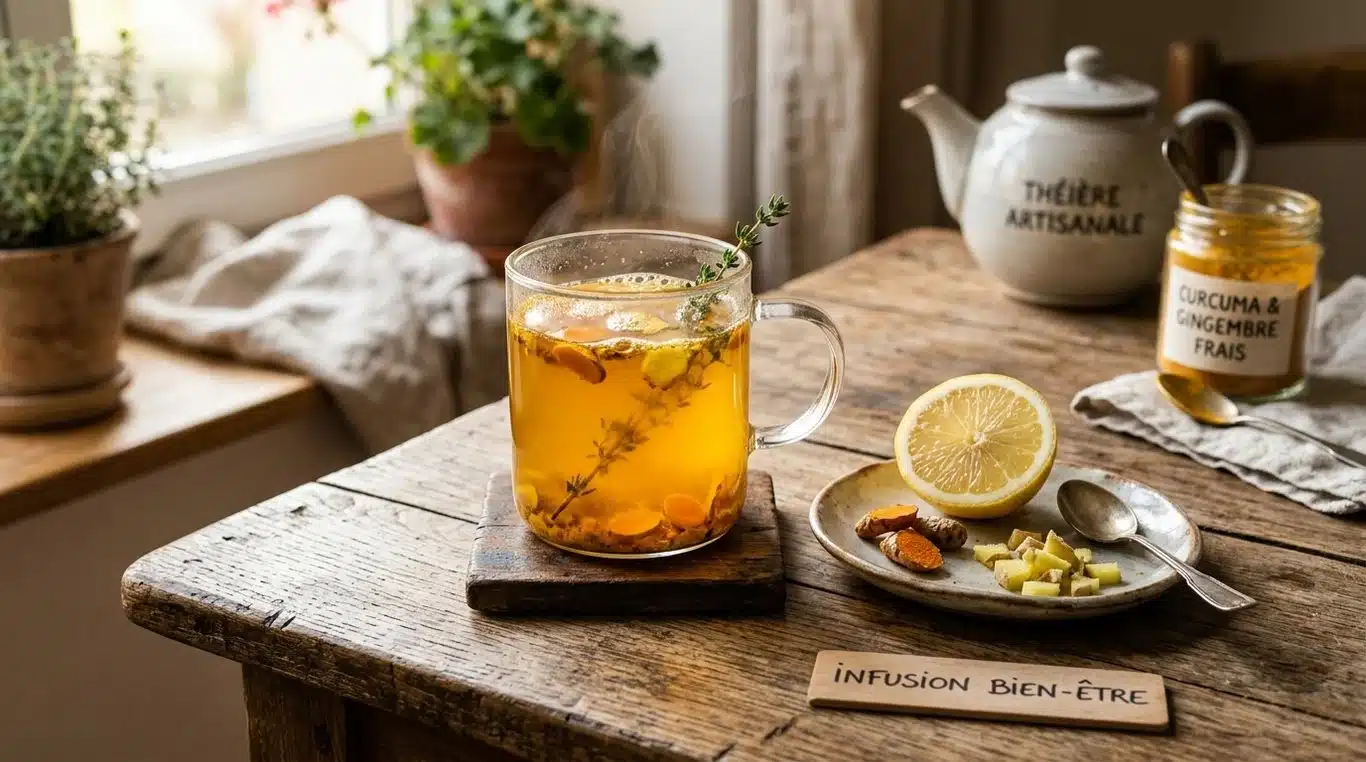 Boisson minceur curcuma gingembre citron