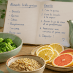 aliments brûle graisse sur plan de travail