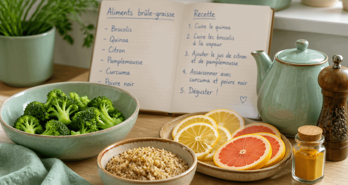 aliments brûle graisse sur plan de travail
