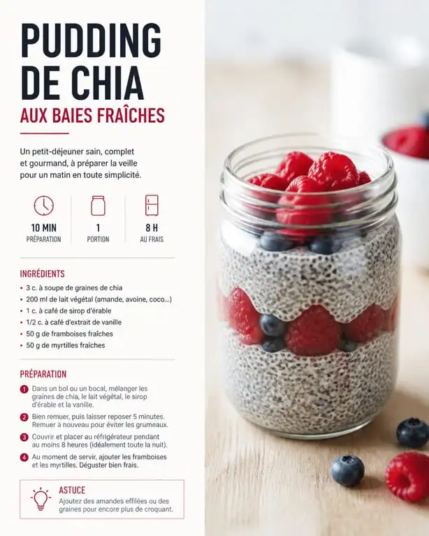 Pudding de chia aux baies pour maigrir le ventre