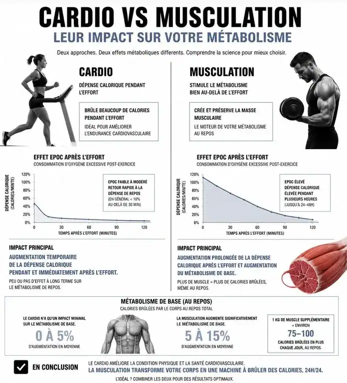 Infographie sur l'effet EPOC et la perte de poids par la musculation