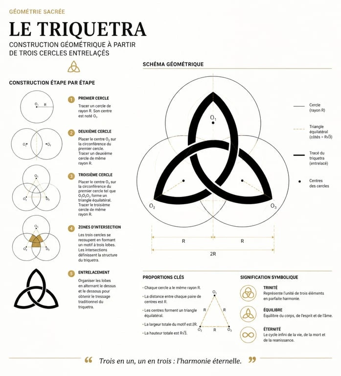 Construction géométrique du symbole triquetra et ses origines celtiques