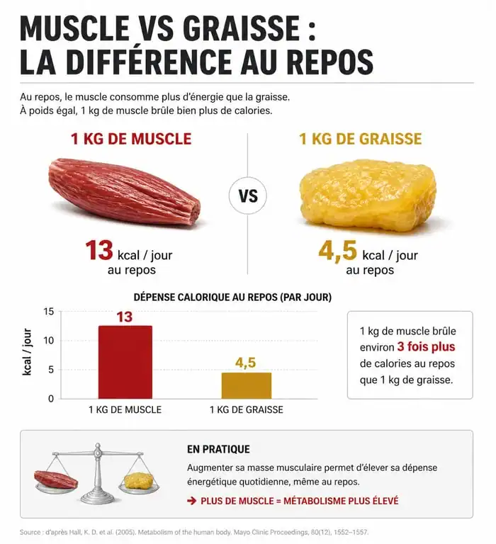 Comparaison métabolique entre muscle et graisse pour la musculation
