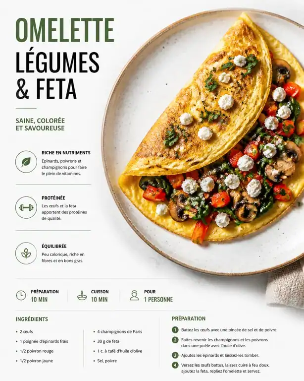 Omelette healthy aux légumes et feta