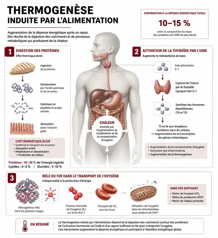 Infographie sur les mécanismes biologiques des aliments qui boostent le métabolisme