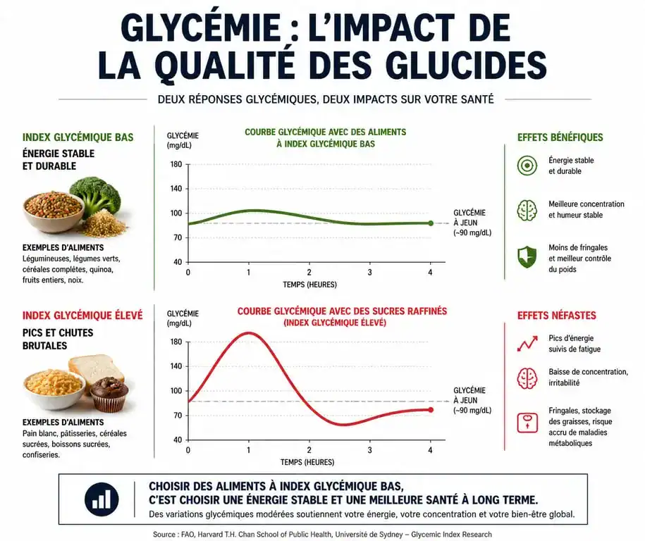 Infographie sur la stabilisation de la glycémie pour maigrir sans régime