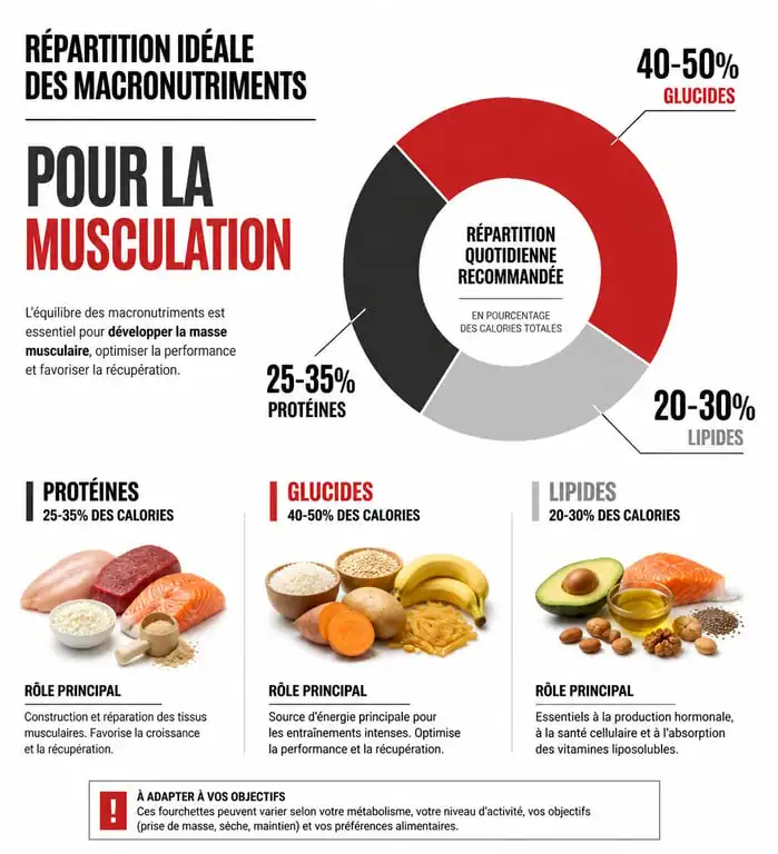 Répartition des macronutriments pour la nutrition pour la musculation
