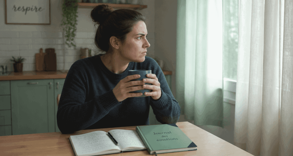 gérer sa colère femme assise cuisine