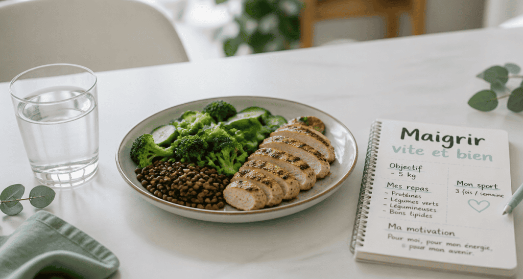 Maigrir vite et bien assiette saine protéines légumes