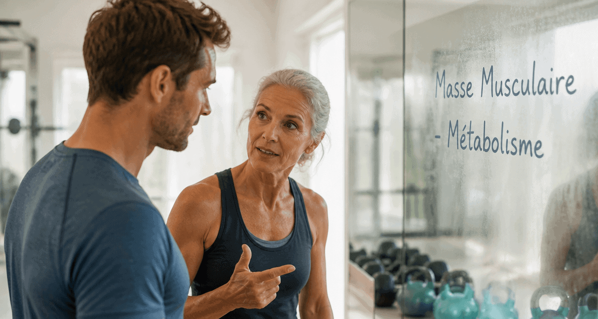 Métabolisme et musculation, homme et femme en salle de sport