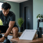Motivation musculation jeune homme carnet haltères
