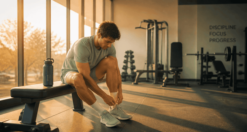 musculation le matin jeune homme salle de sport