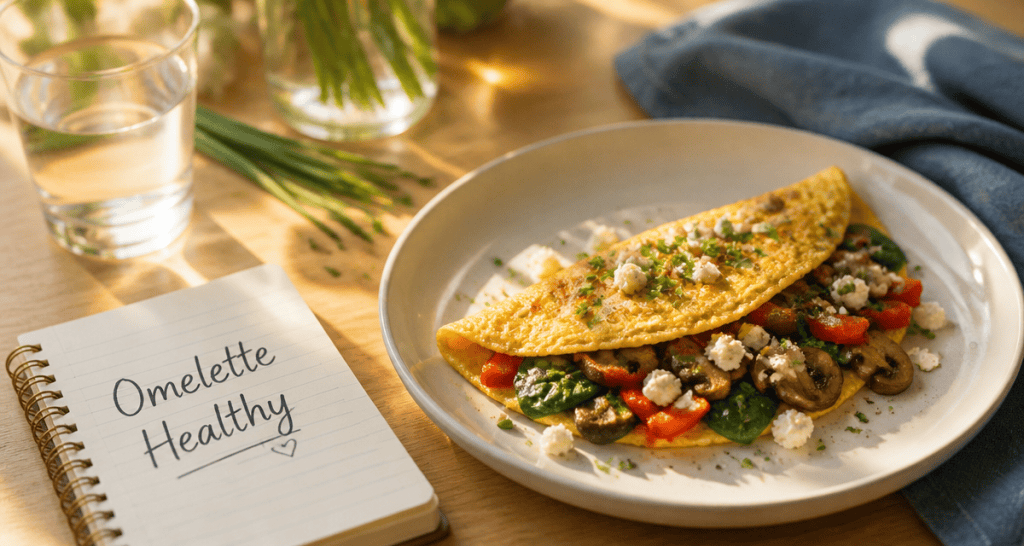 omelette healthy légumes feta sur assiette
