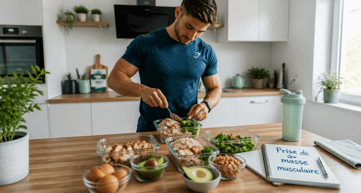 prise de masse musculaire aliments sur plan de travail