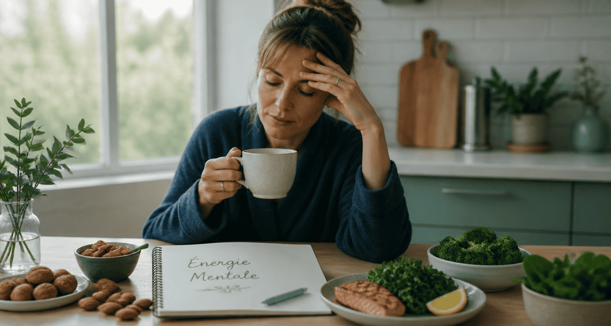 retrouver de l energie mentale femme fatiguée tisane cuisine