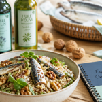 Salade riche en omega 3 et 6 avec huiles et noix