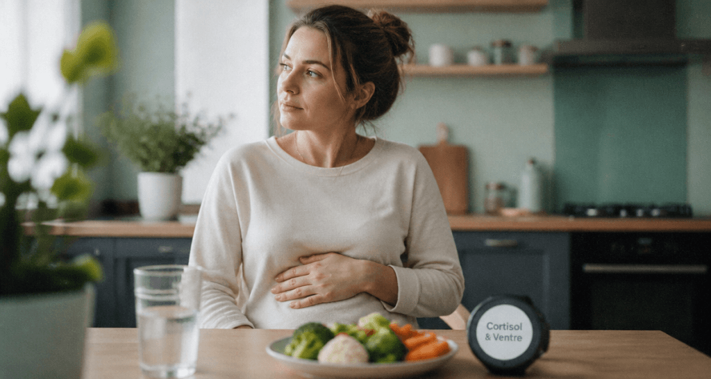taux de cortisol eleve et ventre gonfle femme