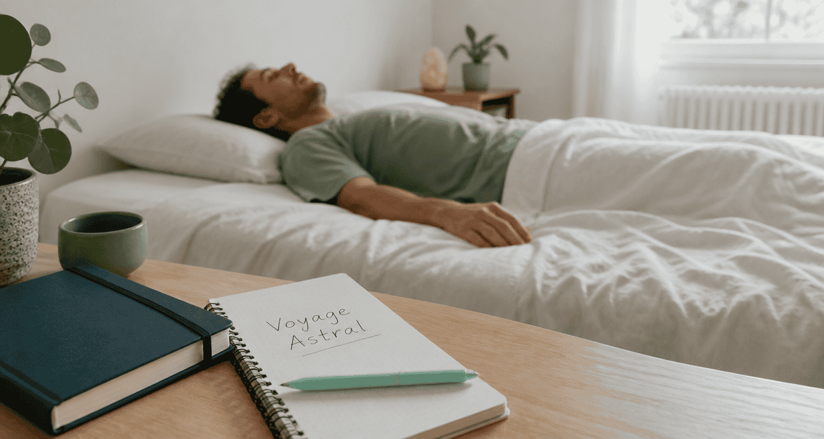 voyage astral personne allongée carnet