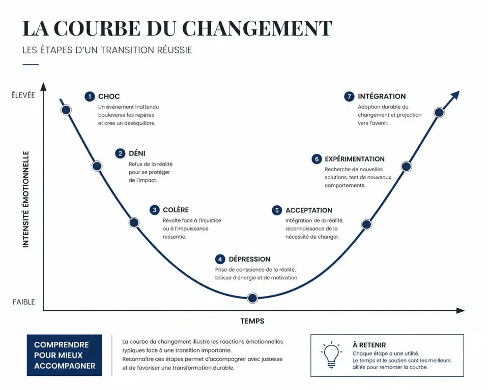 Schéma explicatif de la courbe du changement en entreprise