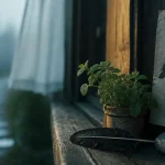 Plume noire signification : protection spirituelle, photo de près sur seuil en bois