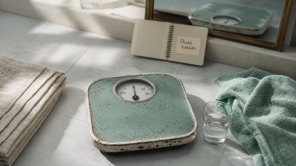 Se peser tous les jours fait grossir : balance en salle de bain