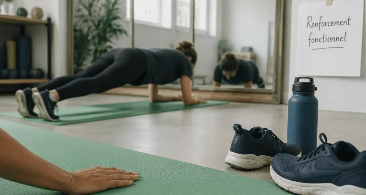 Seance de renforcement musculaire sans materiel sur tapis de yoga