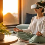 vr meditation personne relaxée casque