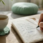 Citations bouddhisme : paix intérieure et colère, main écrivant sur papier