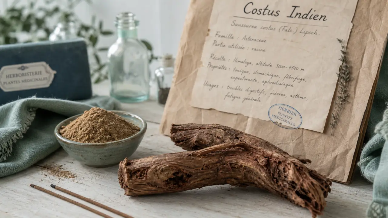 Racine de costus indien et poudre, bols et aromates