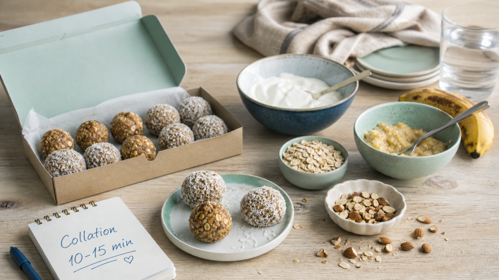 Idées de collations saines : energy balls avoine-bananes prêtes en 10-15 min