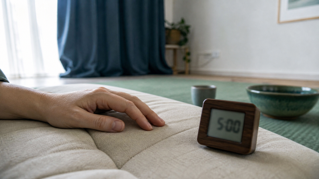 La méditation pour débutant : respiration 5 minutes, minuteur et coussin