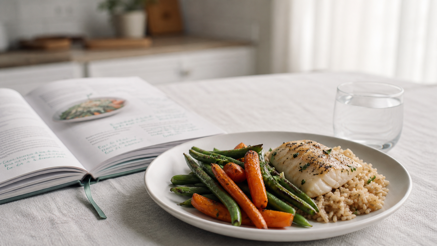 Manger équilibré sans se priver : assiette 80/20 légumes, féculents, poisson