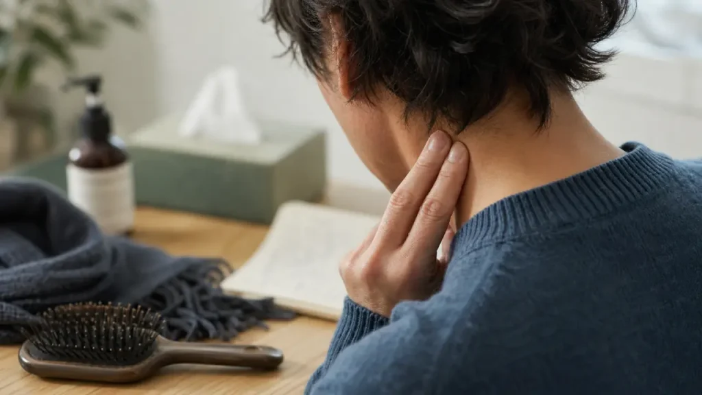 Nuque qui gratte signification, personne se touche la nuque
