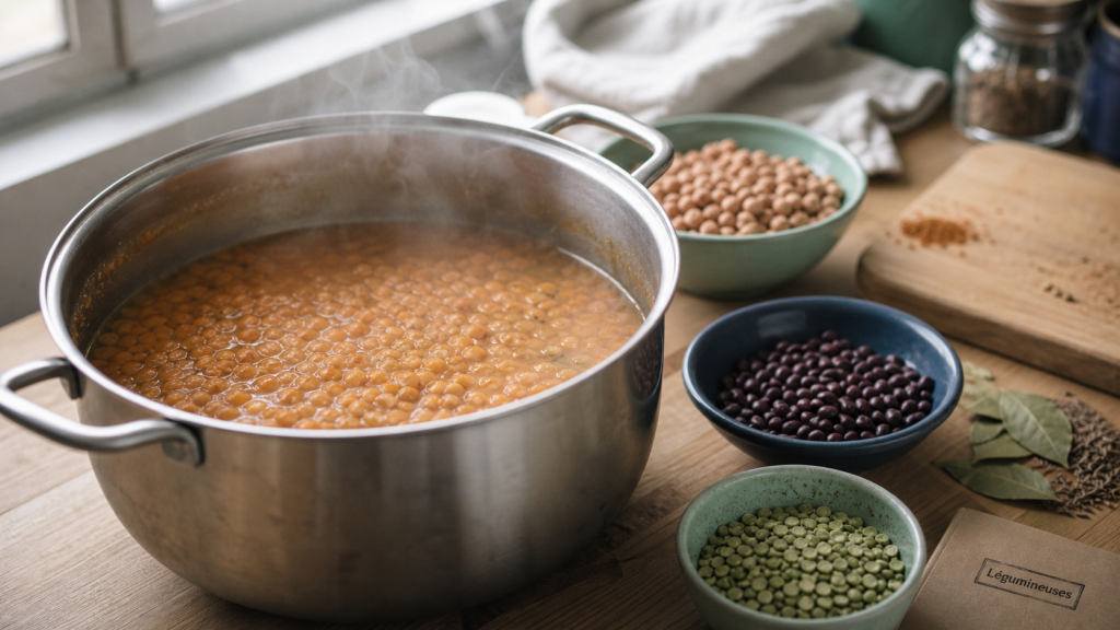 Pourquoi manger des légumineuses : lentilles corail, pois chiches et haricots en casserole