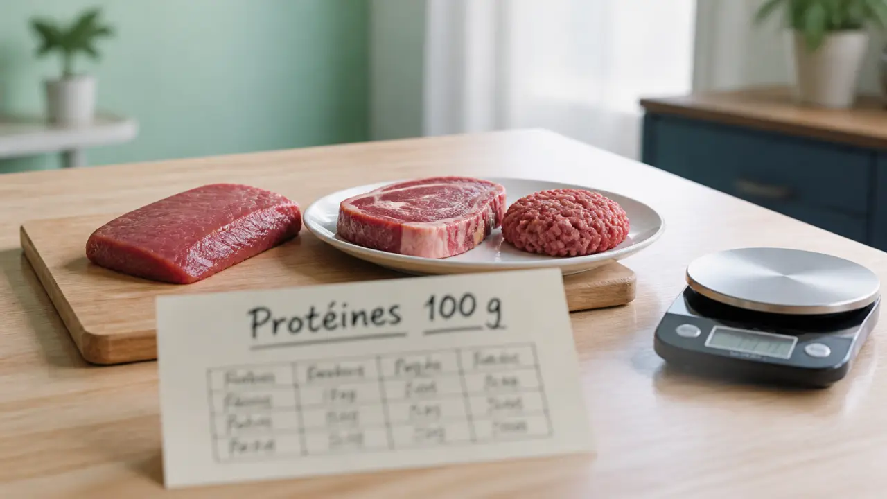 Combien de proteine dans 100g de viande rouge : cru et cuit, selon le morceau