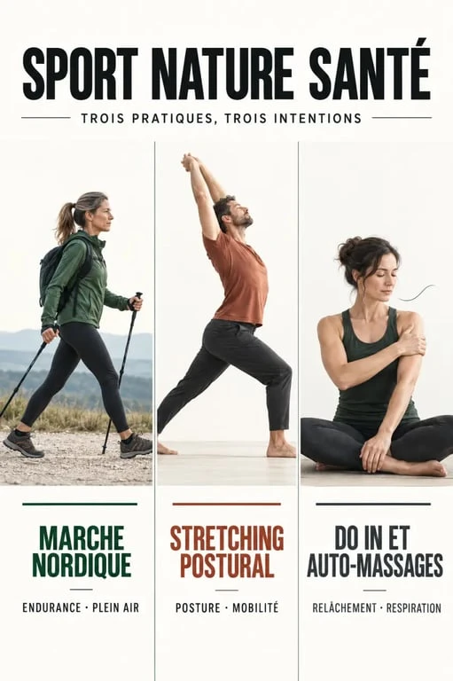 Sport nature santé : comparaison de la marche nordique, du stretching postural et du Do In