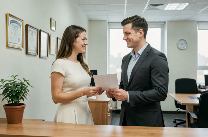 Jeune couple souriant lors de la signature de leur mariage civil, moment clé du début de leur union